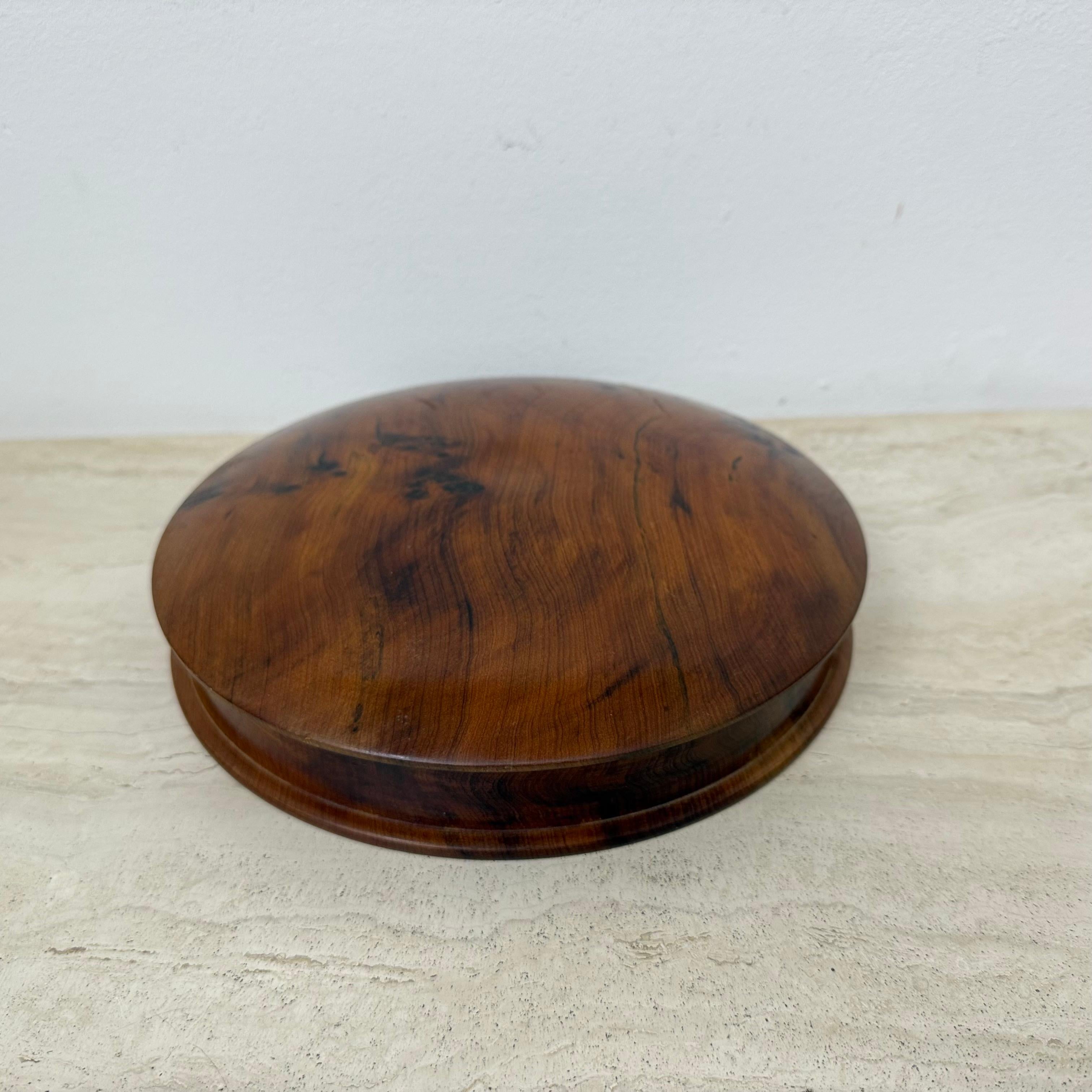 Antique burl wood bowl with lid jewelry box For Sale 14