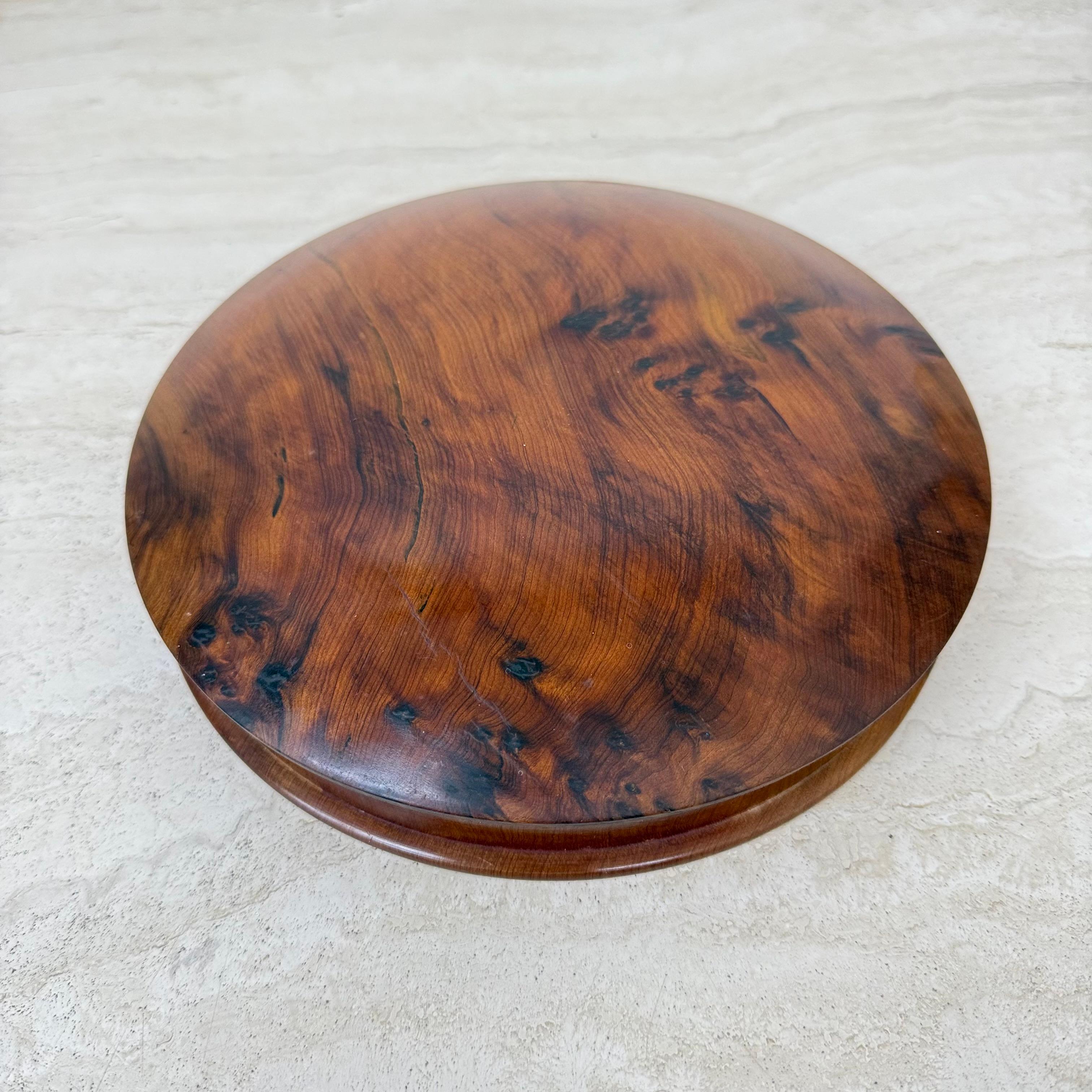 German Antique burl wood bowl with lid jewelry box For Sale