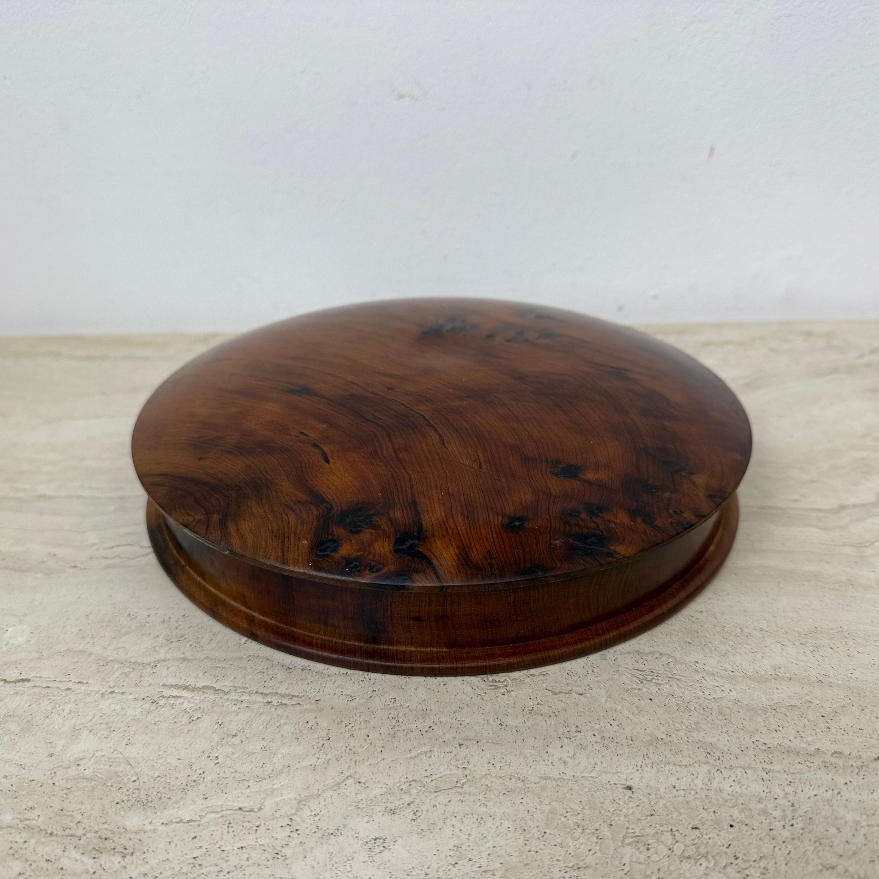 Wood Antique burl wood bowl with lid jewelry box For Sale