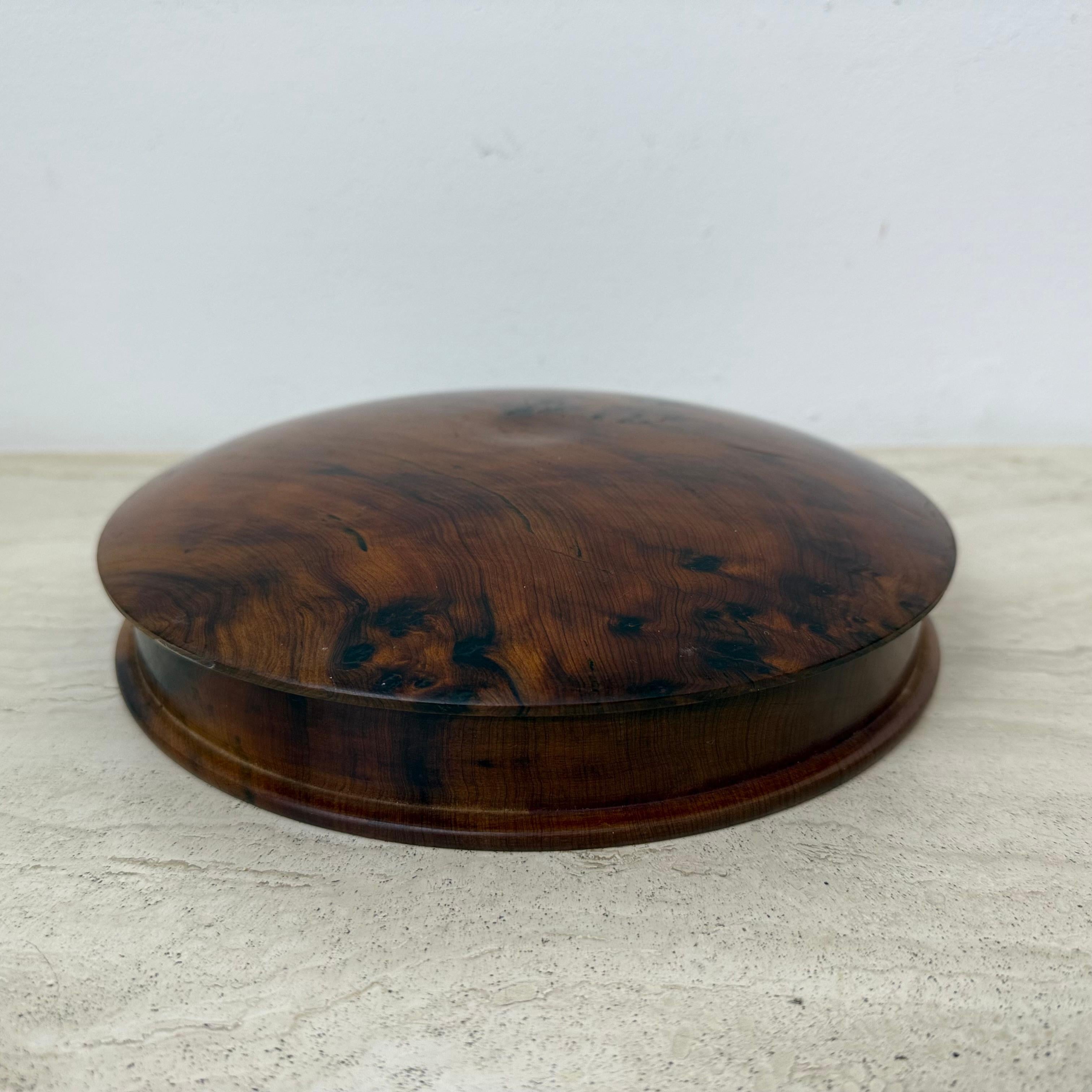 Antique burl wood bowl with lid jewelry box For Sale 1