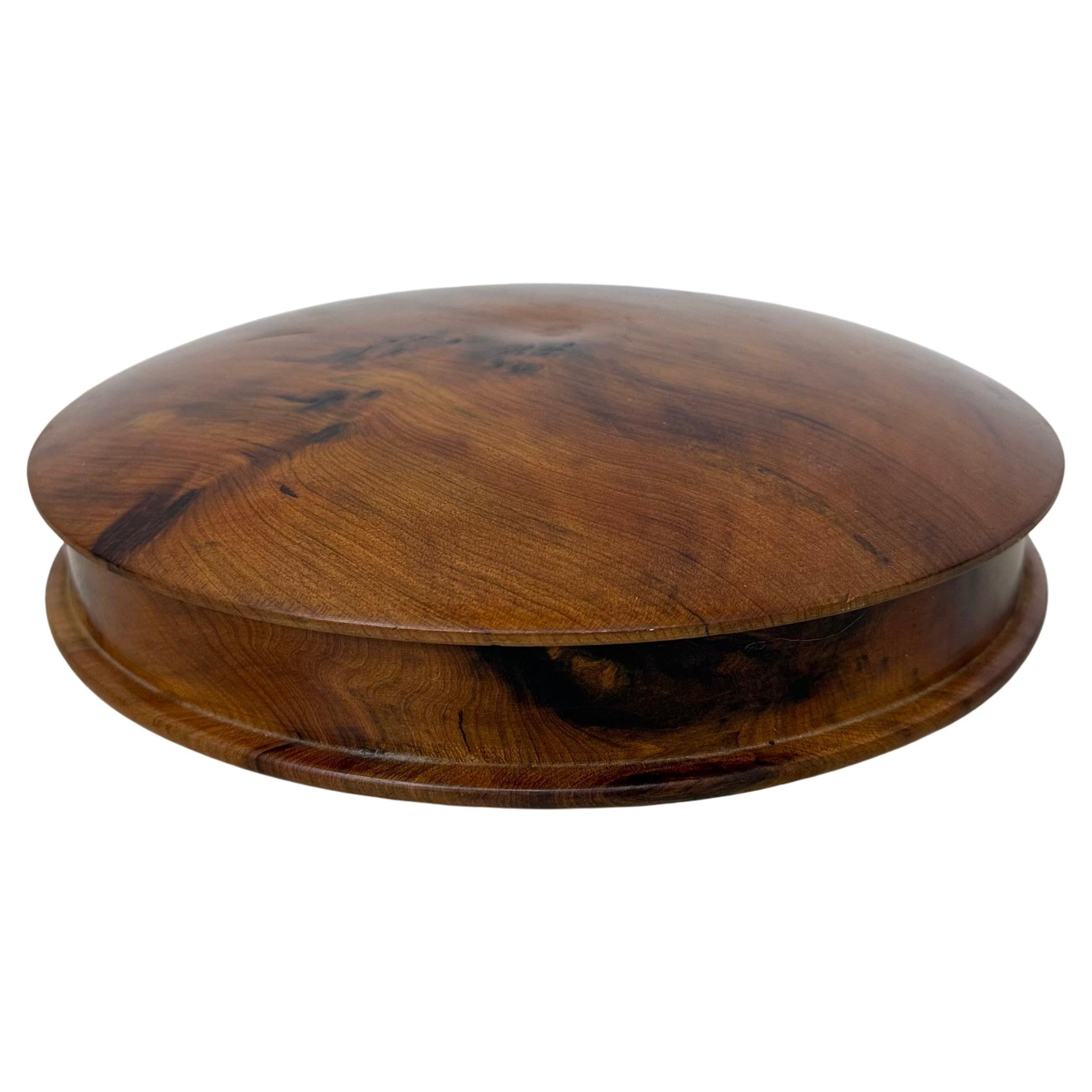 Antique burl wood bowl with lid jewelry box