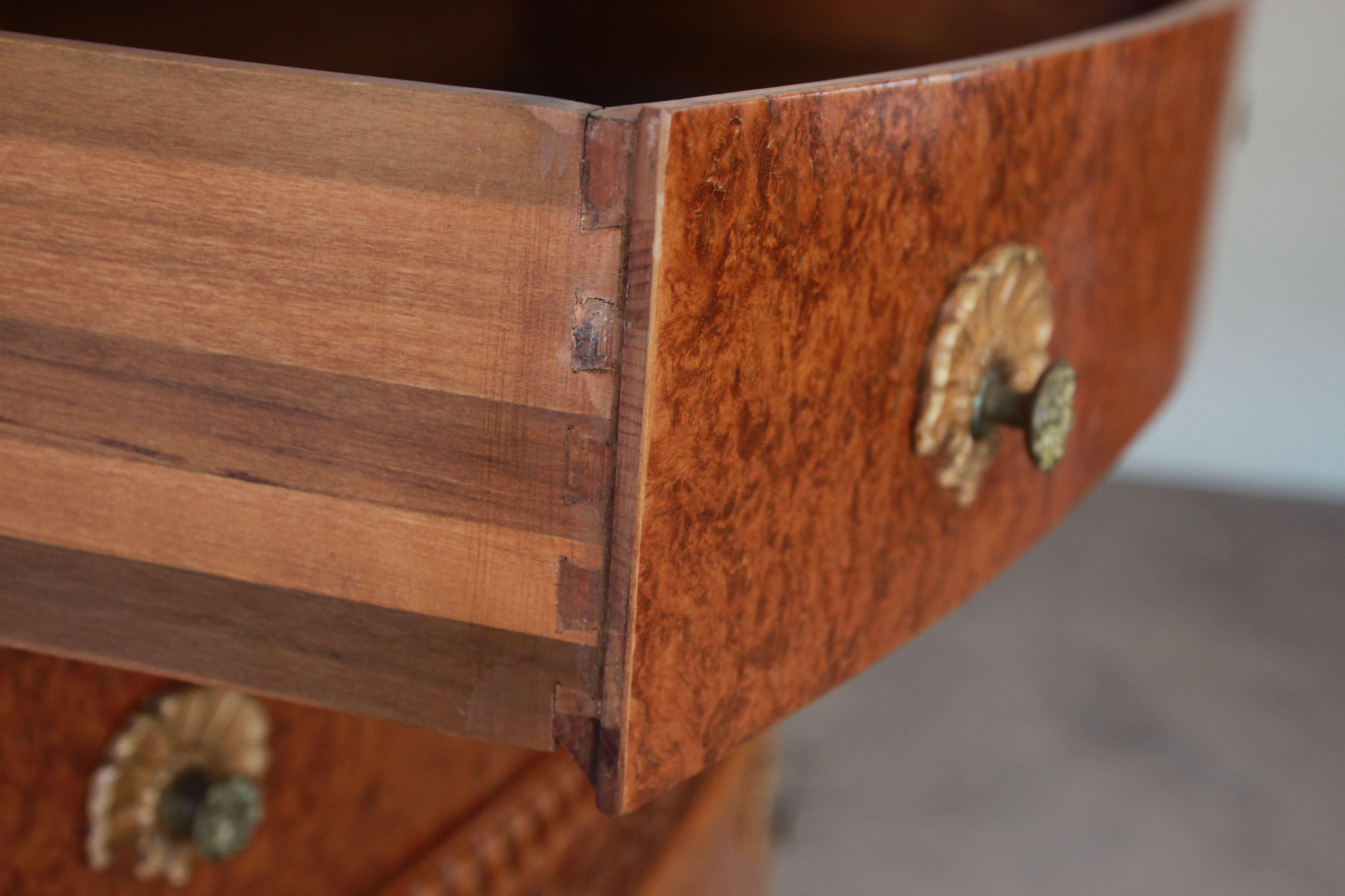 Antique Burled Maple French Carved Highboy Dresser by Romweber 6