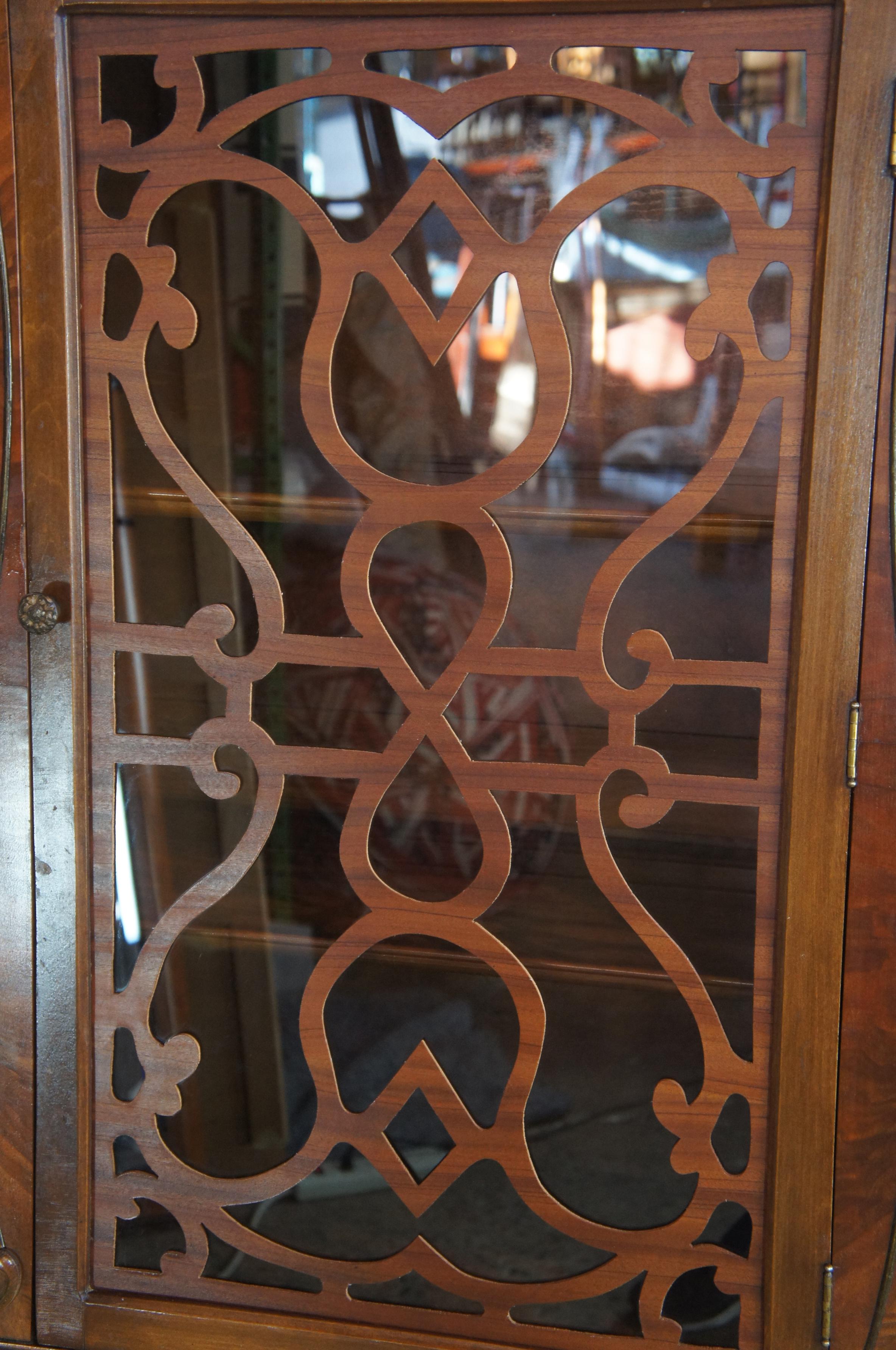 Antique Burled Walnut Jacobean Style China Hutch Curio Display Cabinet Cupboard 5