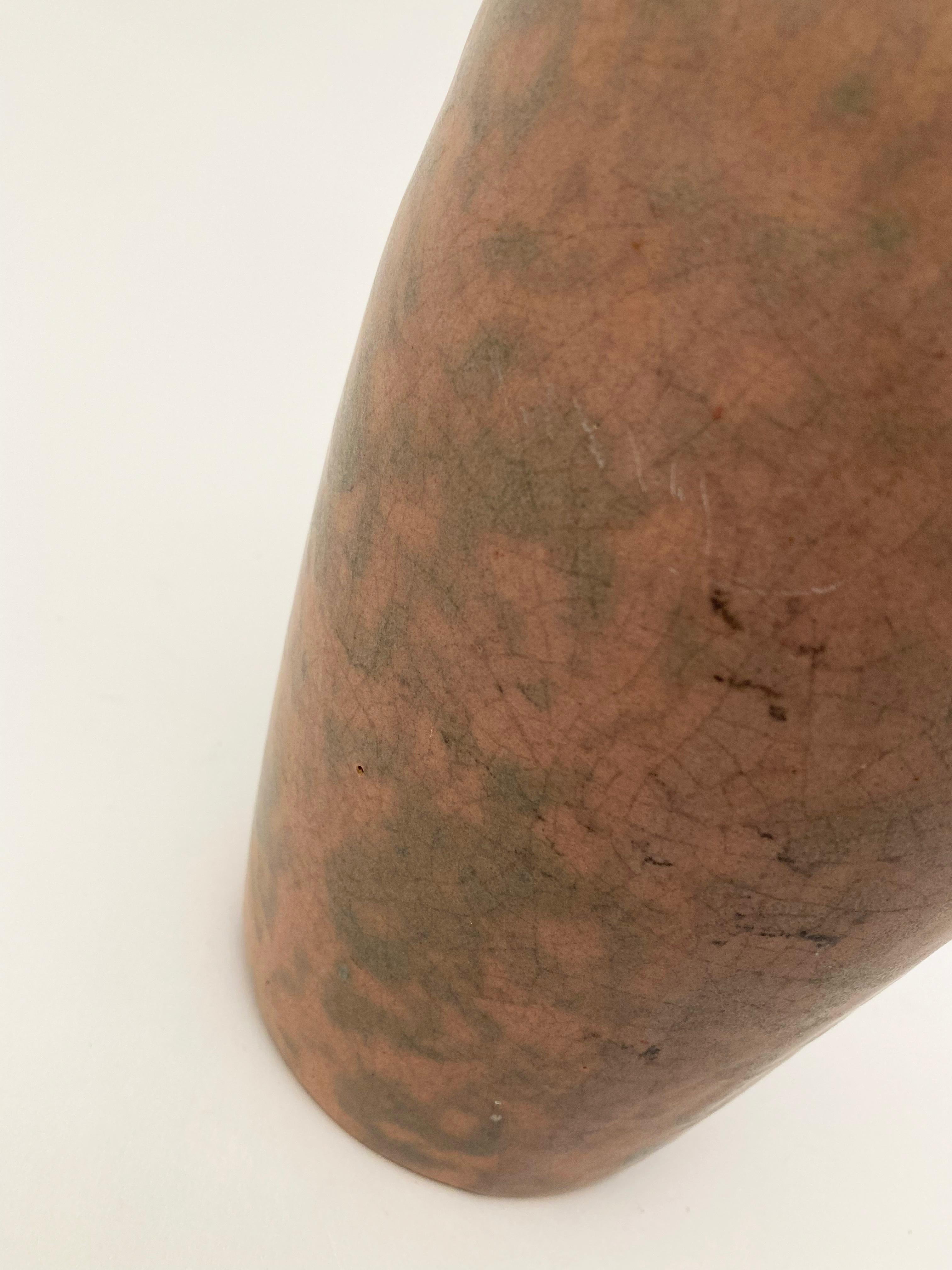 XIX secolo Vaso antico Burley Winter screziato di marrone e verde con finitura opaca Vellum in vendita