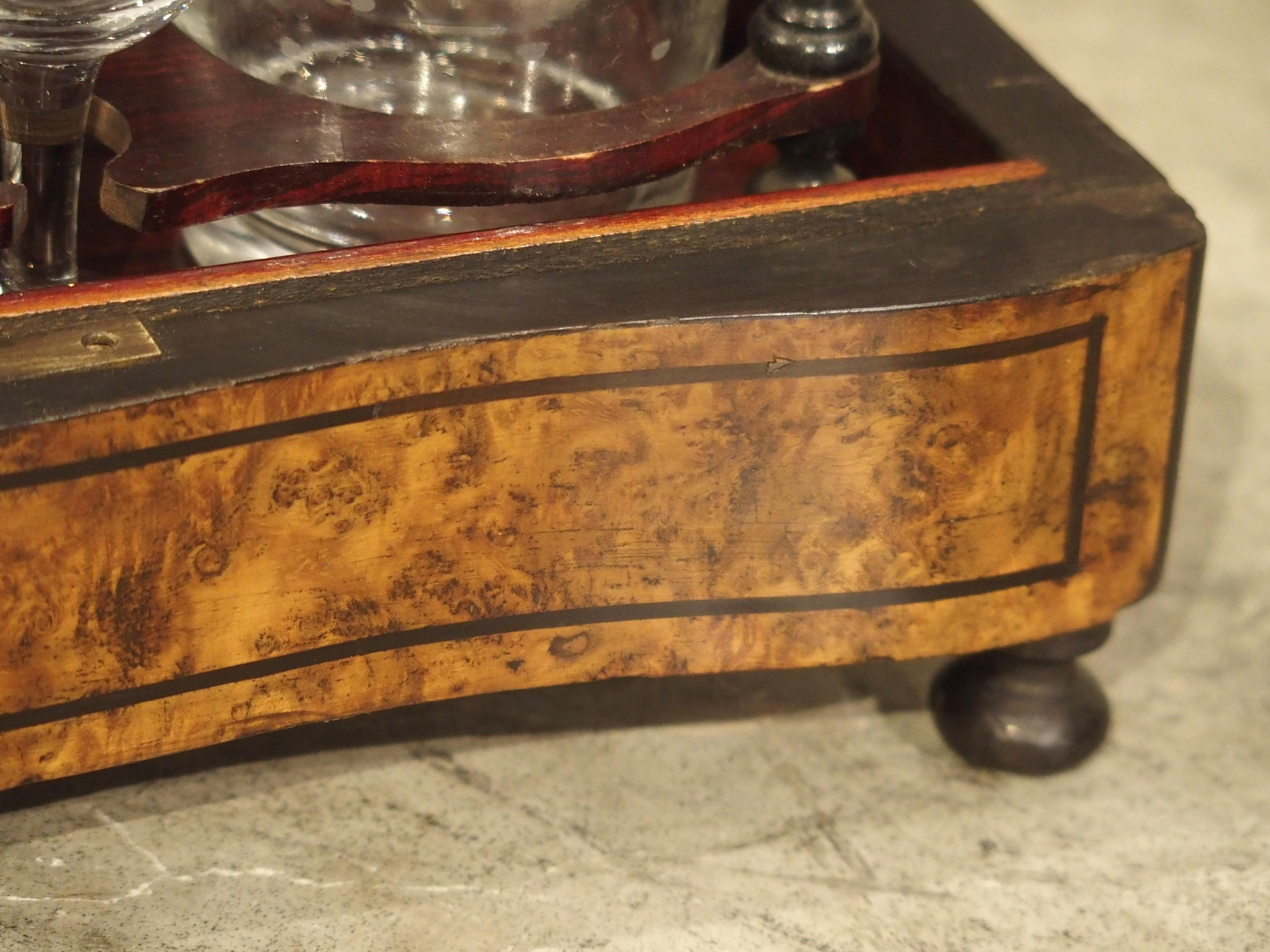 19th Century Antique Burl Wood Cave a Liqueur with Brass and Mother of Pearl Inlay circa 1850
