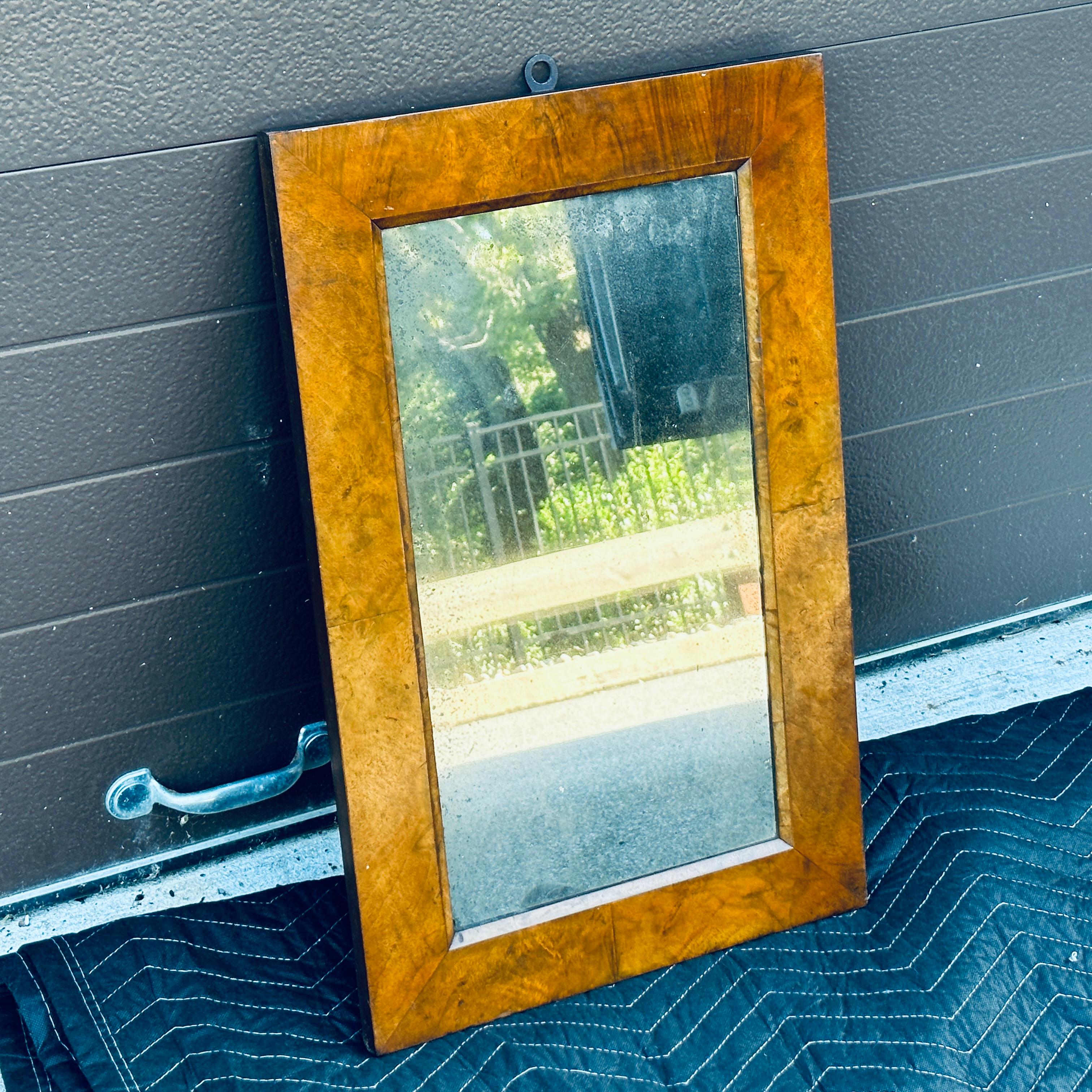 Antique Burlwood Rectangular Wall Mirror In Fair Condition In West Chester, PA