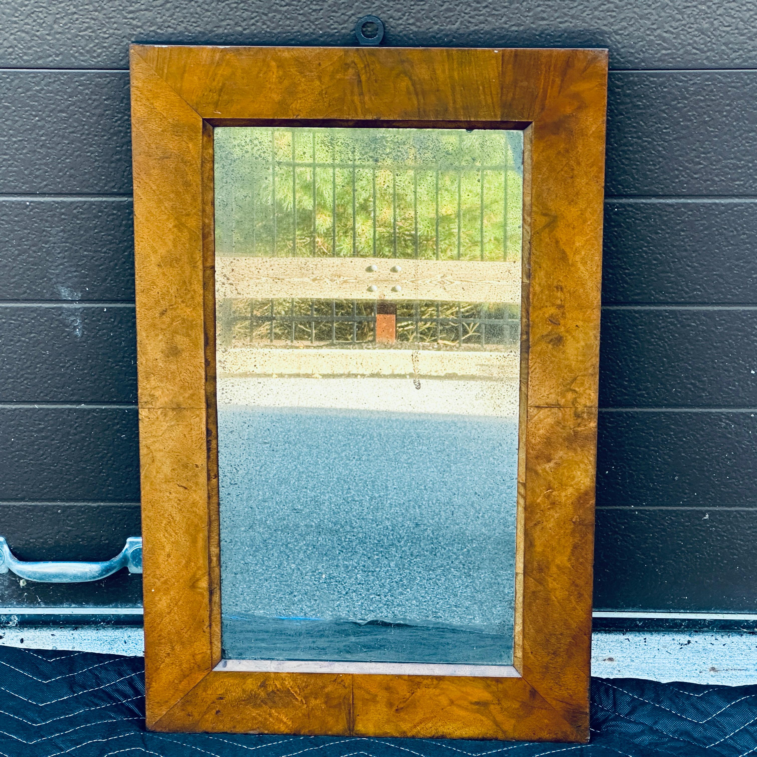 Antique Burlwood Rectangular Wall Mirror 2