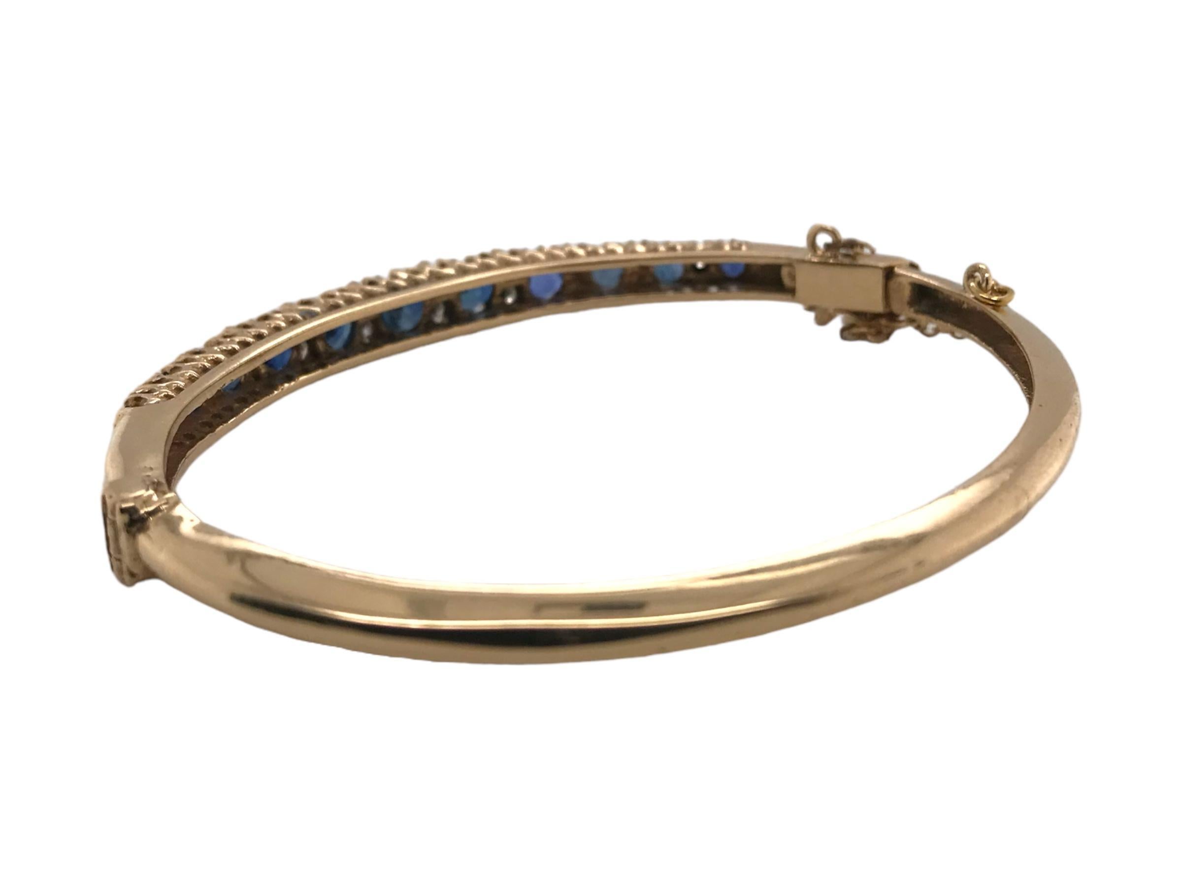 Women's Antique Burma Sapphire & Diamond Gold Bangle Bracelet
