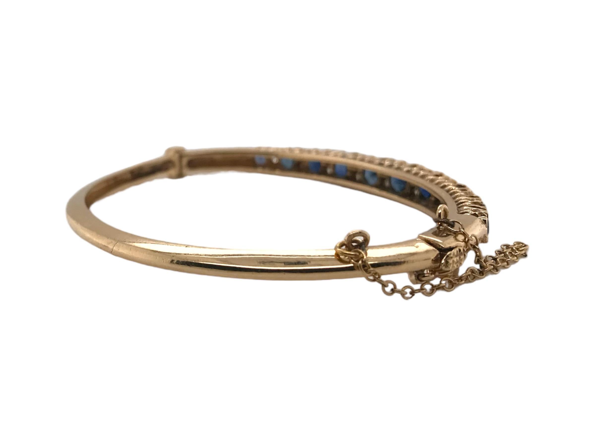 Antique Burma Sapphire & Diamond Gold Bangle Bracelet 1