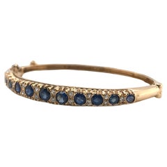 Antique Burma Sapphire & Diamond Gold Bangle Bracelet