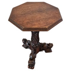 Antique Burmese Anglo-Indian Carved Leopard Side Table