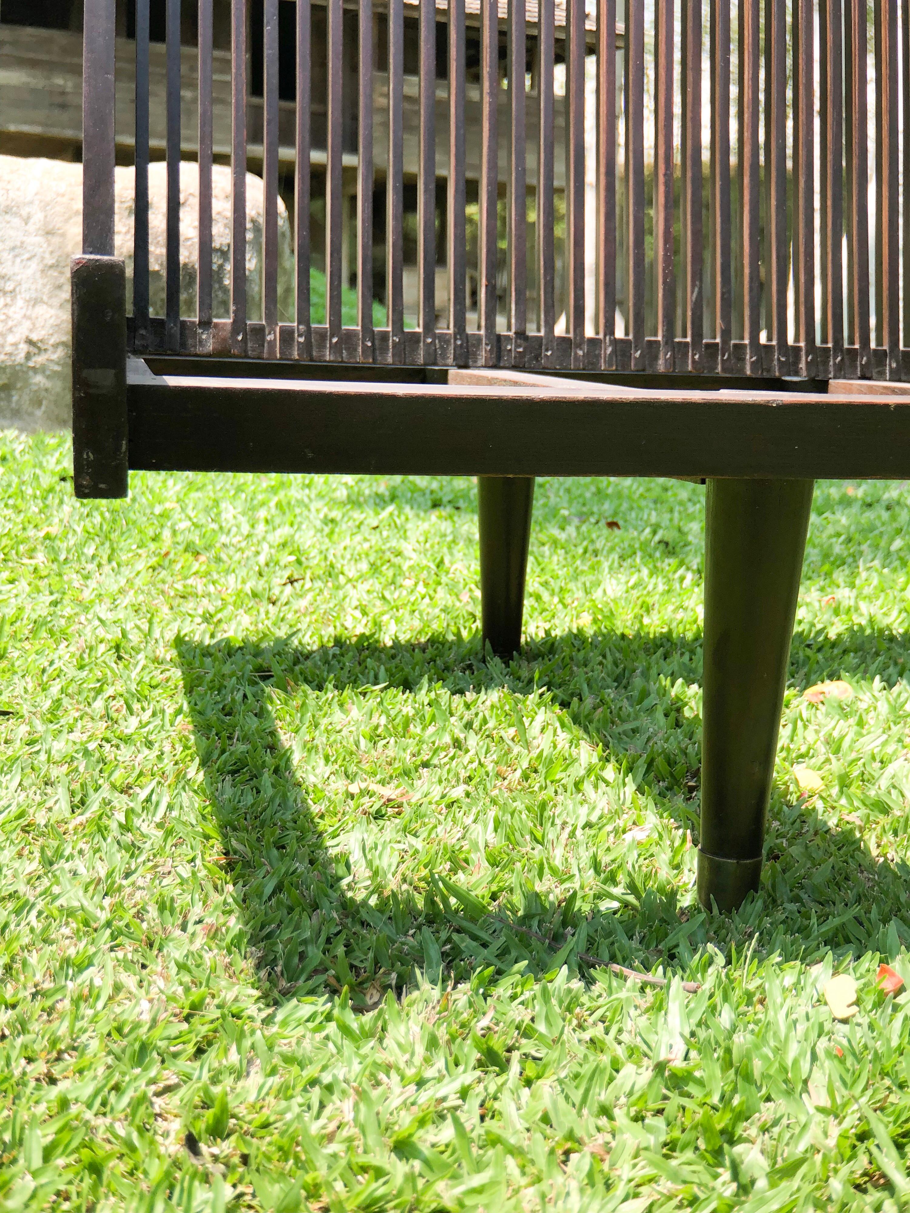 Antique Burmese Art Deco Teak Wood Bench from Myanmar, 1930 For Sale 5