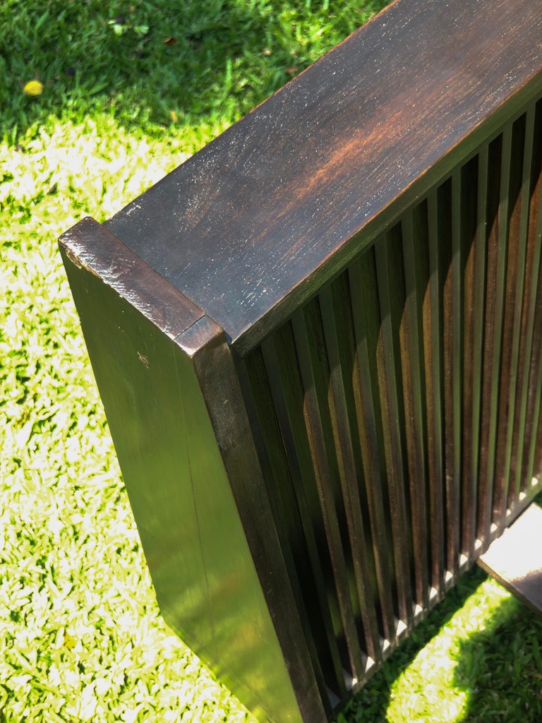Antique Burmese Art Deco Teak Wood Bench from Myanmar, 1930 For Sale at 1stDibs