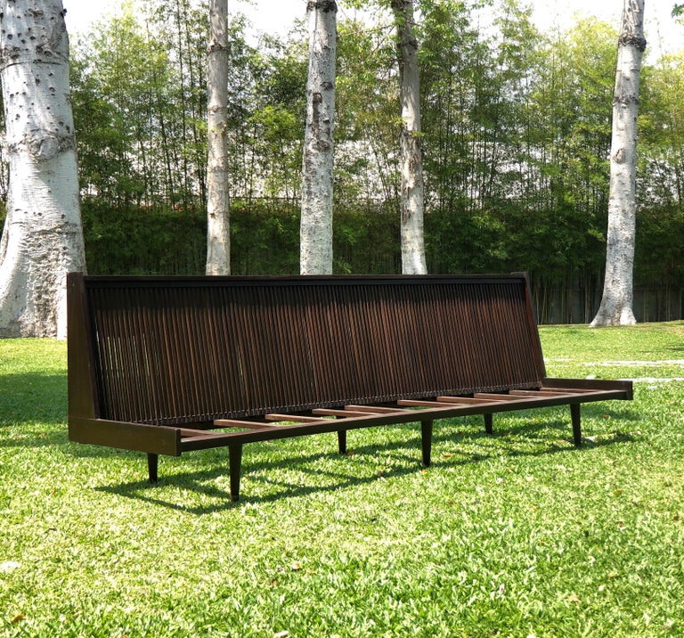 Antique Burmese Art Deco Teak Wood Bench from Myanmar, 1930 For Sale at 1stDibs