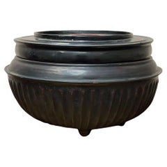 Antique Burmese Black Monk Offering Bowl Set