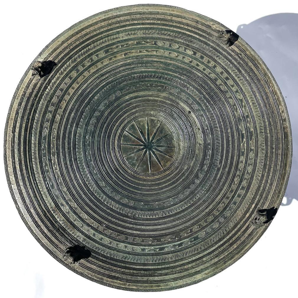 Antique Burmese Bronze 2-Frog Rain Drum For Sale 6