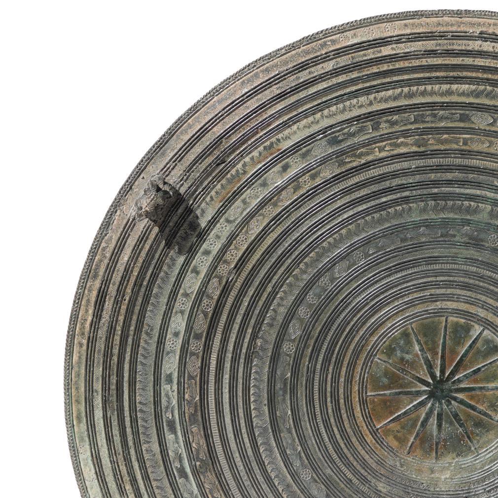 Antique Burmese Bronze 2-Frog Rain Drum For Sale 9