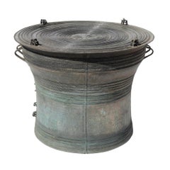 Antique Burmese Bronze 2-Frog Rain Drum