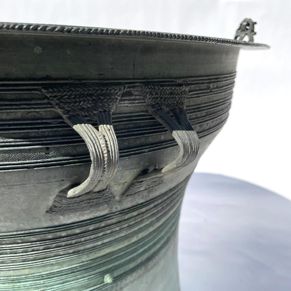 Antique Burmese Bronze 2-Frog Rain Drum For Sale 2
