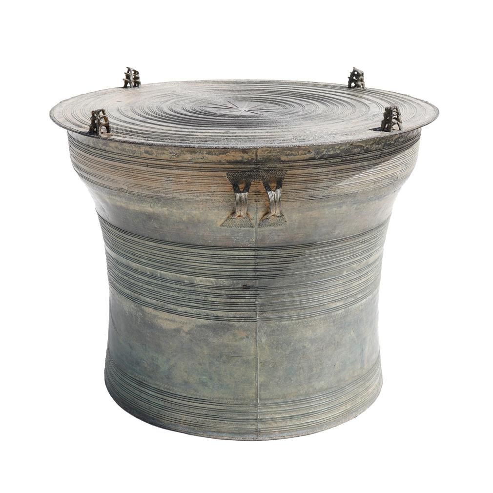 Tribal Antique Burmese Bronze Karen Frog Drum