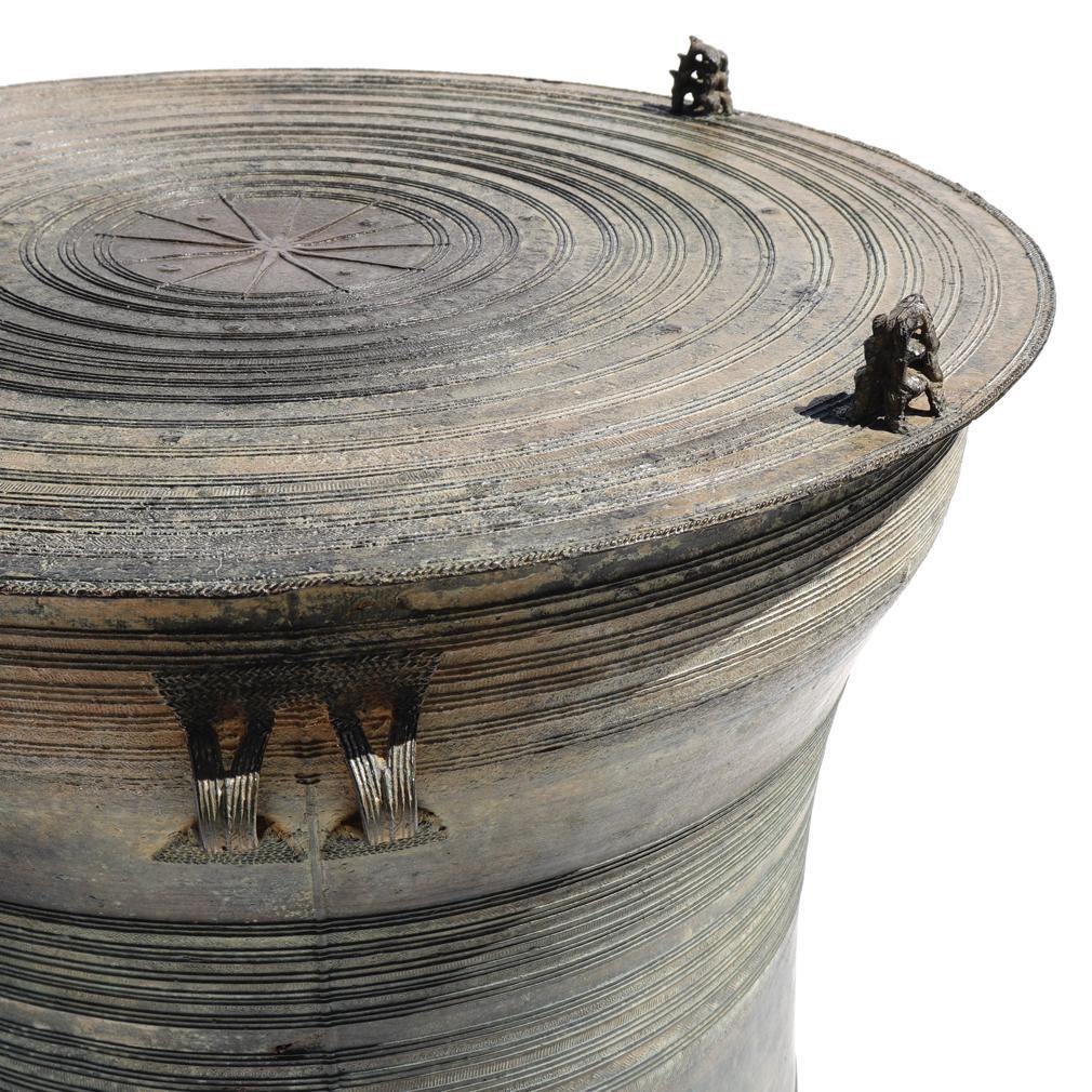Antique Burmese Bronze Karen Frog Drum 2