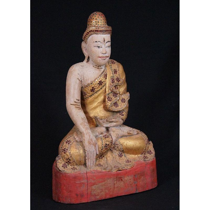 Wood Antique Burmese Buddha Statue from Burma For Sale