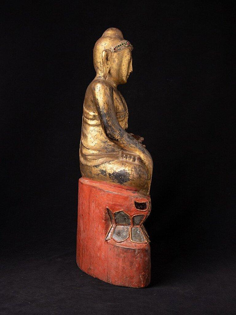 Wood Antique Burmese Buddha Statue from Burma For Sale