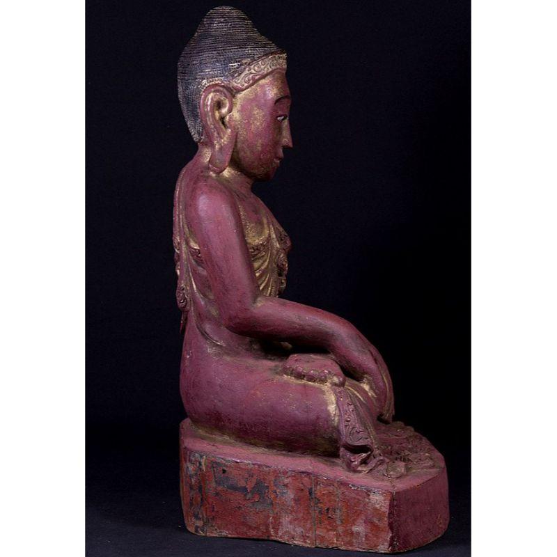Wood Antique Burmese Buddha Statue from Burma For Sale