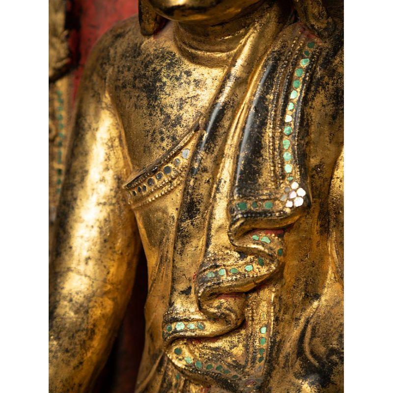 Ancienne statue de Bouddha birman sur trône de Birmanie en vente 11