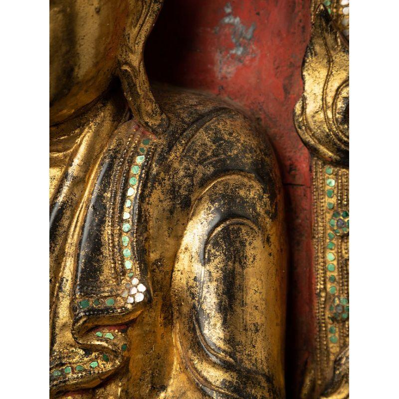 Antique Burmese Buddha Statue on Throne from Burma For Sale 12