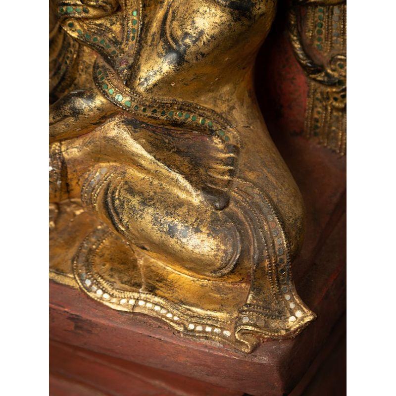 Antique Burmese Buddha Statue on Throne from Burma For Sale 14