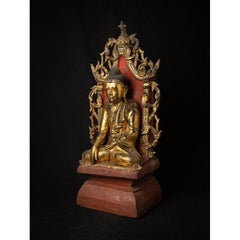 Antique Burmese Buddha Statue on Throne from Burma