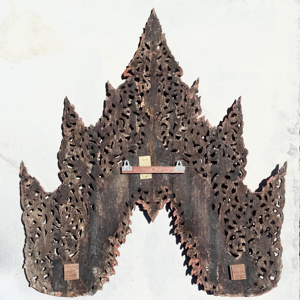 Mirror Antique Burmese Buddhist Decorative Backboard Mandorla Panel For Sale