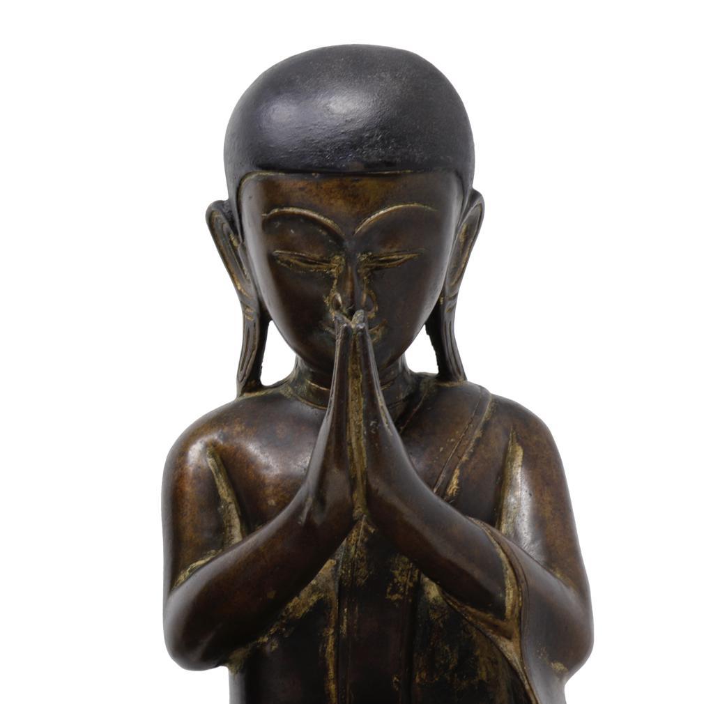 Antique Burmese Buddhist Opposing Pair of Bronze Monks, Shan States For Sale 5