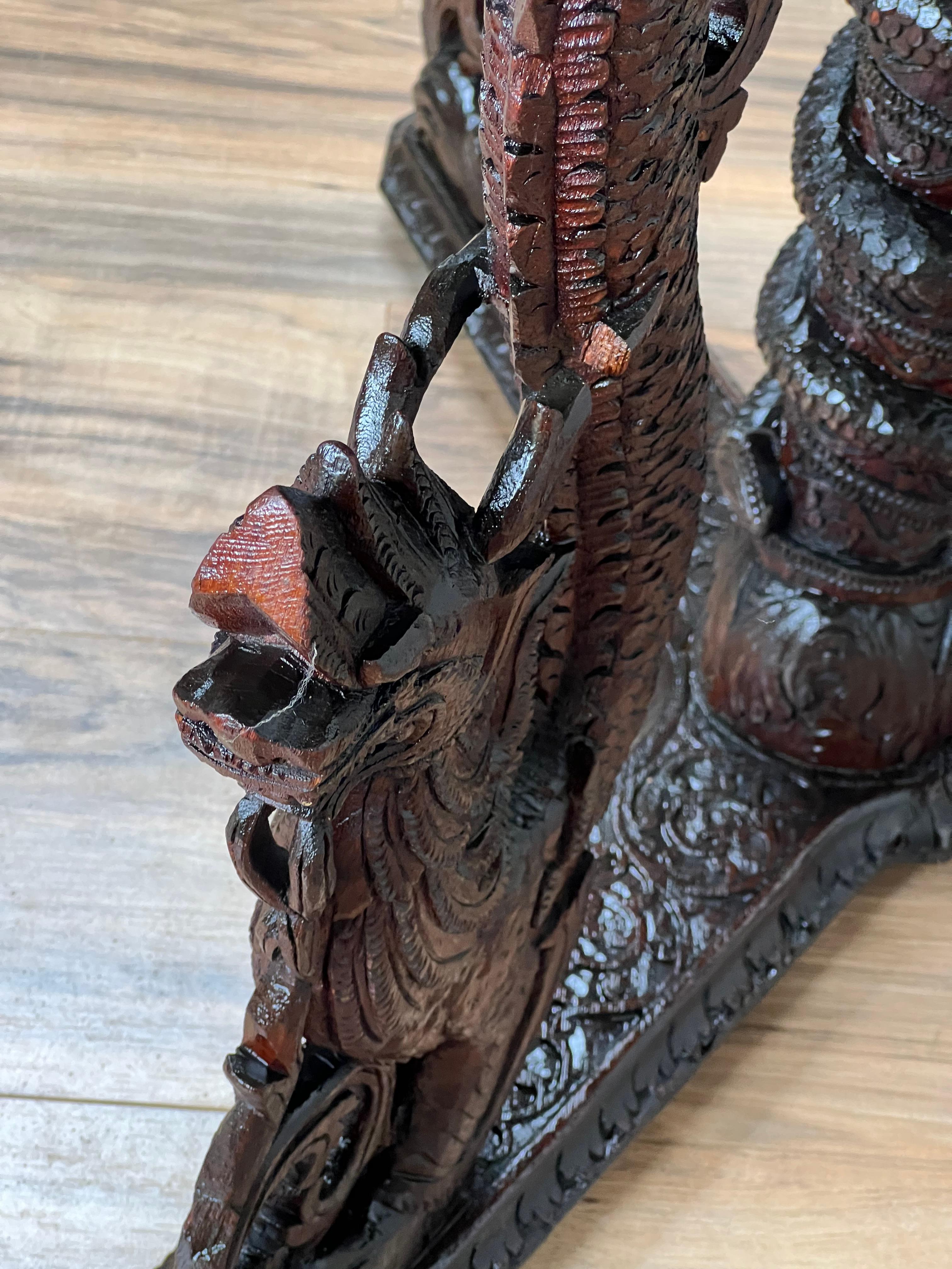 Antique Burmese Carved Dragon and Serpent Table c. 19th Century For Sale 5