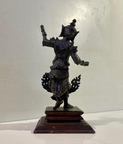 Antique Burmese Cast Brass Courtly Dancer Figurine, Signed Maung Yai