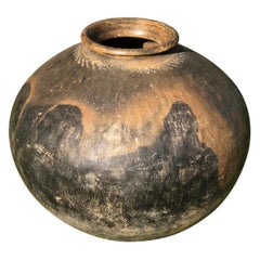 Antique Burmese Clay Pot Urn Vase, 19th Century Wabi Sabi Axel Vervoordt Style