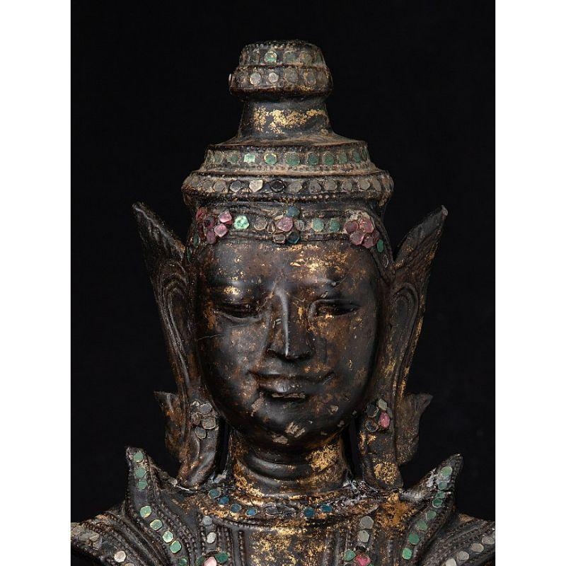 Antique Burmese Crowned Buddha Statue from Burma Original Buddhas For Sale 5