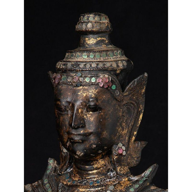 Antique Burmese Crowned Buddha Statue from Burma Original Buddhas For Sale 7