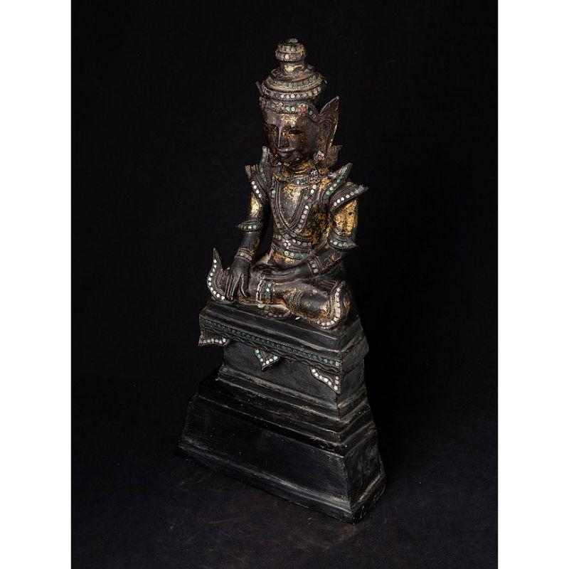 Antique Burmese Crowned Buddha Statue from Burma Original Buddhas For Sale 8