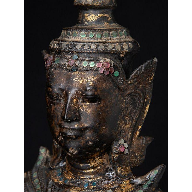 Antique Burmese Crowned Buddha Statue from Burma Original Buddhas For Sale 10
