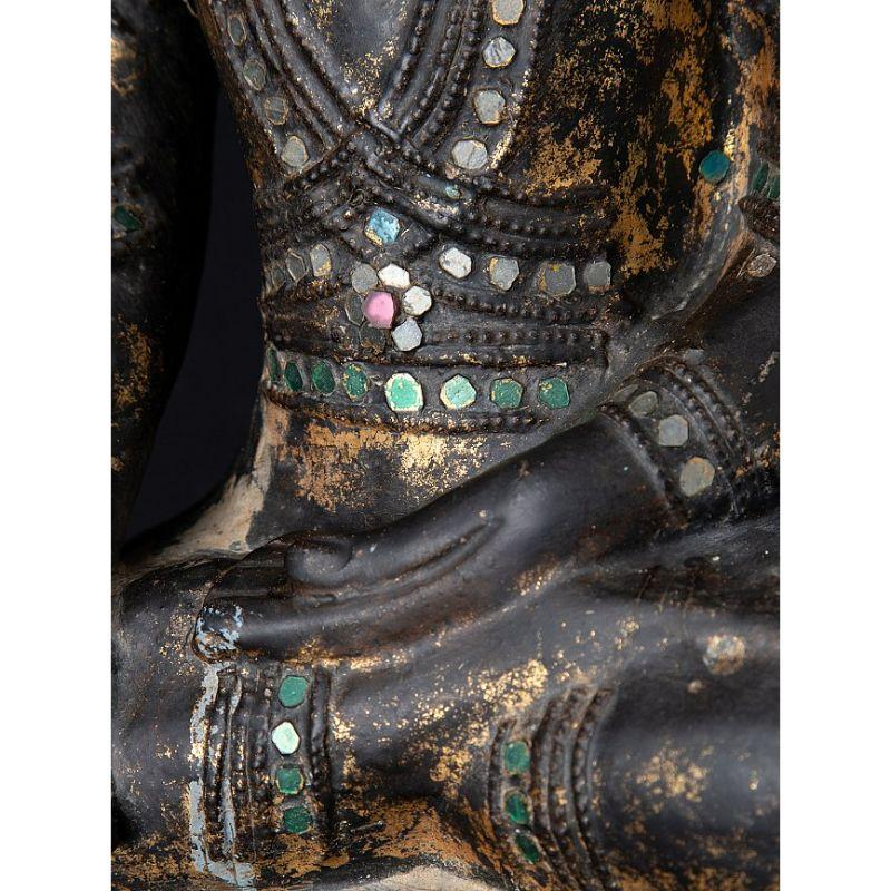 Antique Burmese Crowned Buddha Statue from Burma Original Buddhas For Sale 13