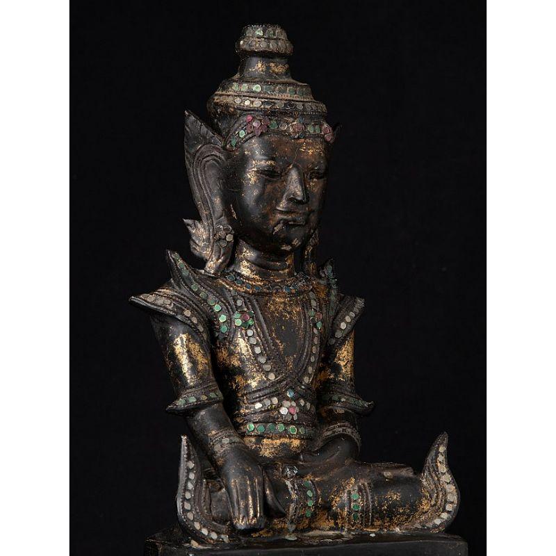 Antique Burmese Crowned Buddha Statue from Burma Original Buddhas For Sale 2