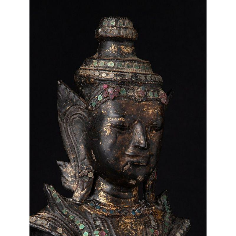 Antique Burmese Crowned Buddha Statue from Burma Original Buddhas For Sale 3