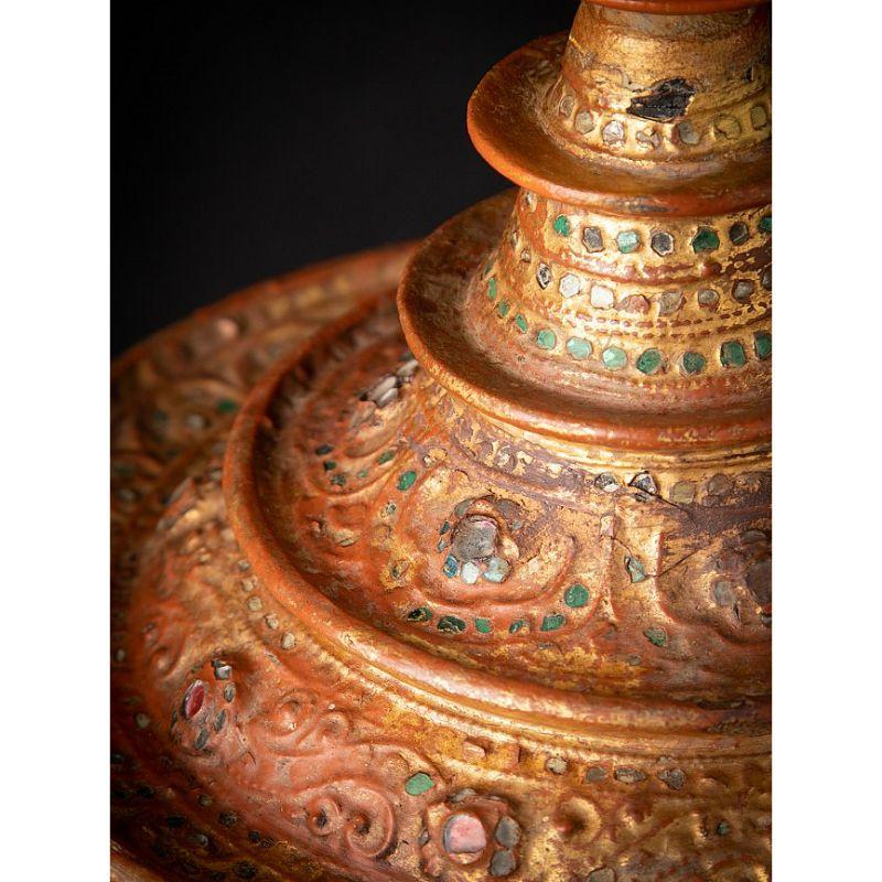 Antique Burmese Gilded Offering Vessel from Burma For Sale 6