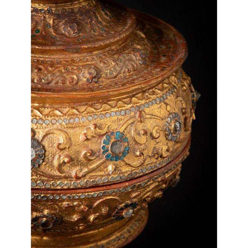 Antique Burmese Gilded Offering Vessel from Burma For Sale 7