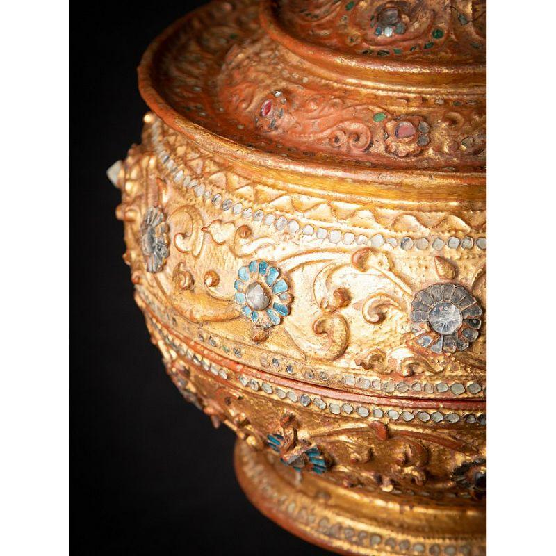 Antique Burmese Gilded Offering Vessel from Burma For Sale 8