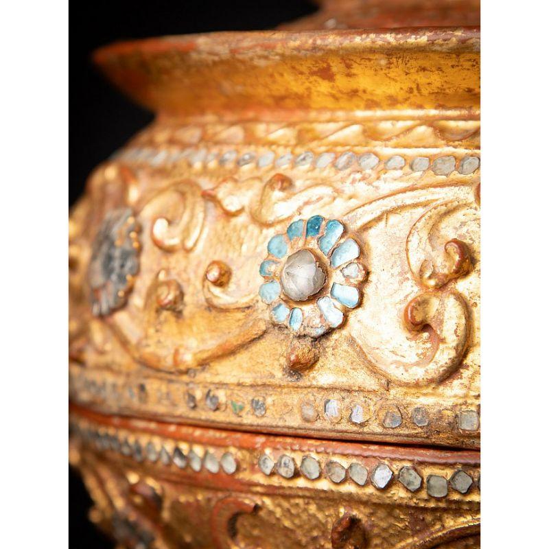 Antique Burmese Gilded Offering Vessel from Burma For Sale 9