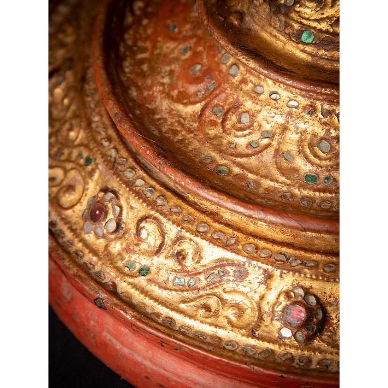 Antique Burmese Gilded Offering Vessel from Burma For Sale 12