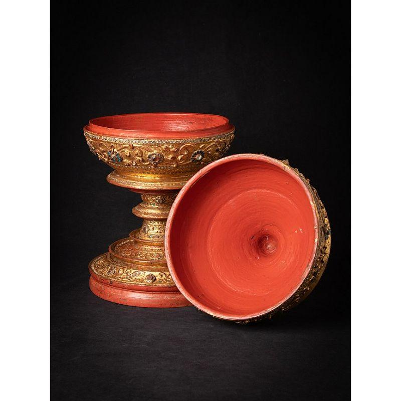 19th Century Antique Burmese Gilded Offering Vessel from Burma For Sale